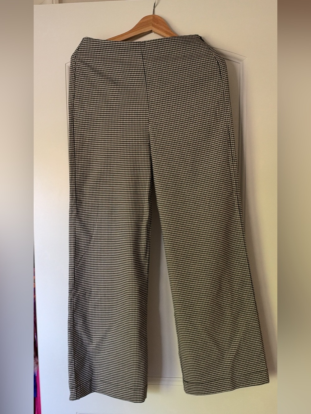 Evereve Black & White Gingham Wide-Leg Pants